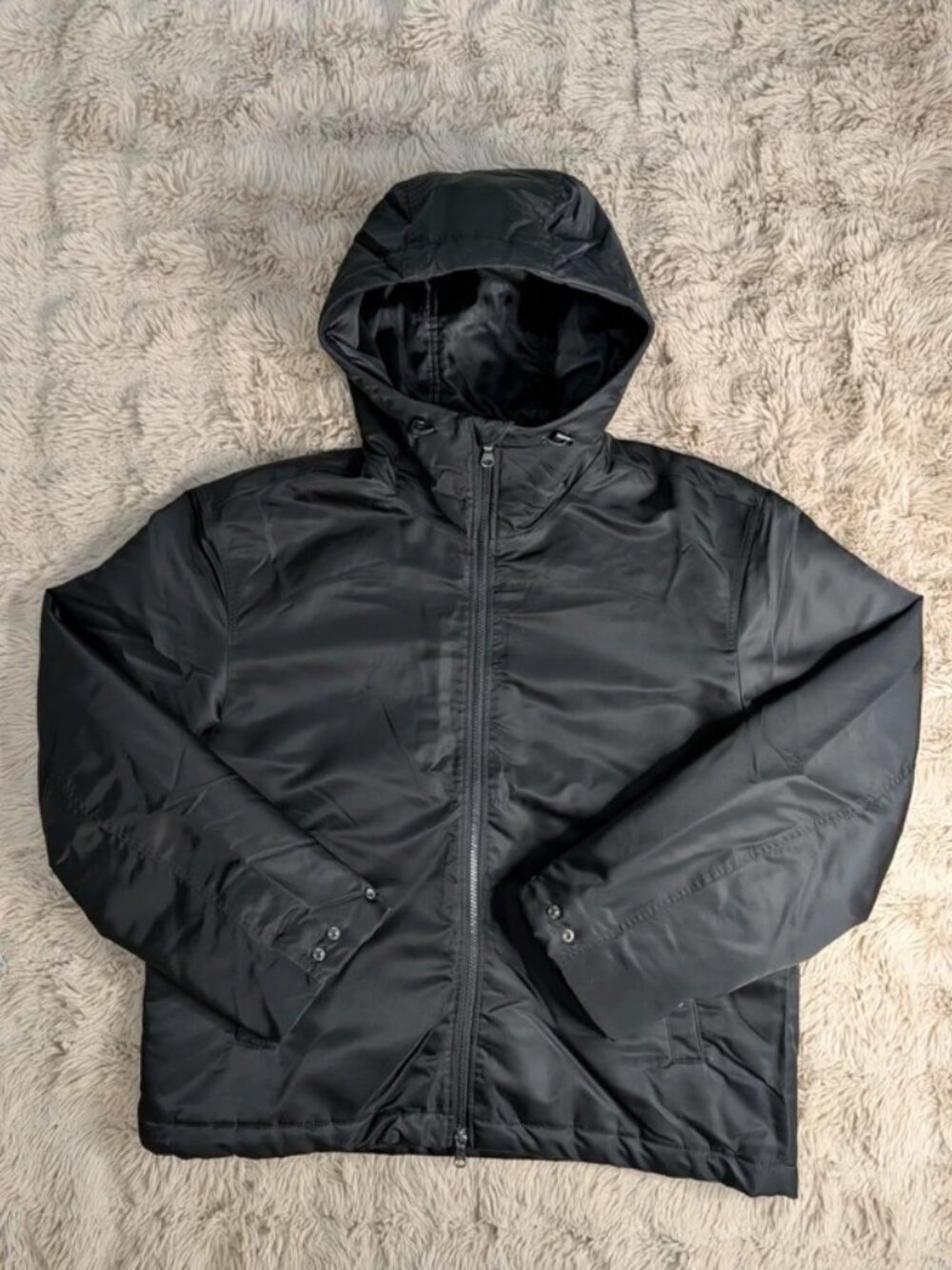ARKET Men’s Hooded Quilted Puffer Jacket Black Size M